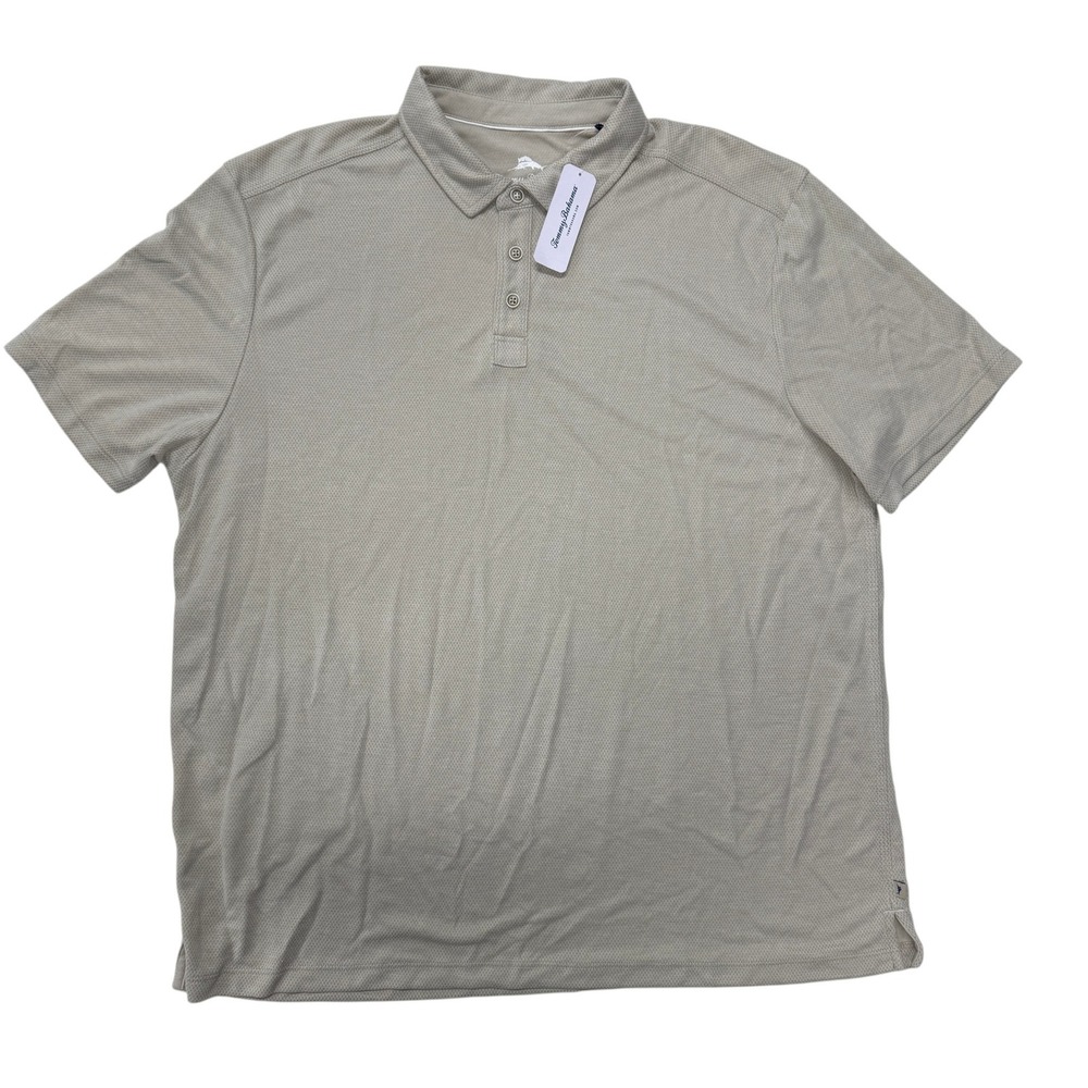 Tommy Bahama Shoreview Polo Shirt Mens XL Khaki Tan Textured Twill NWT S/S